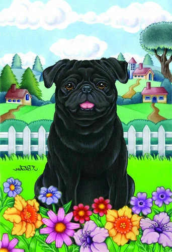 Spring House Flag - Black Pug 73089