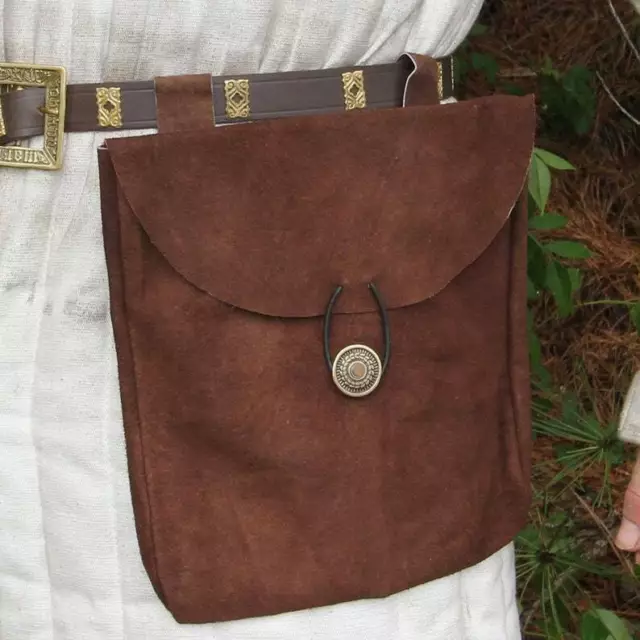 Mittelalterliche Renaissance große echte Wildledertasche, Wikingertasche,...