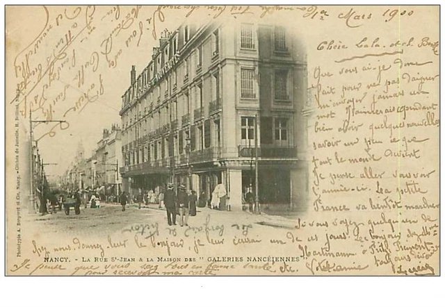 54.NANCY.n°3825.LA RUE ST JEAN ET LA MAISON DES "GALERIES NANCEIENNES"