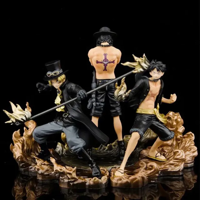 BLACK ONE PIECE Anime Figure Monkey D Luffy Ace Sabo Three Brothers ...