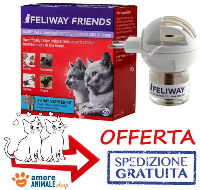 FELIWAY Friends - DIFFUSORE + RICARICA 48 ml - Riduce tensioni tra gatti / Ceva