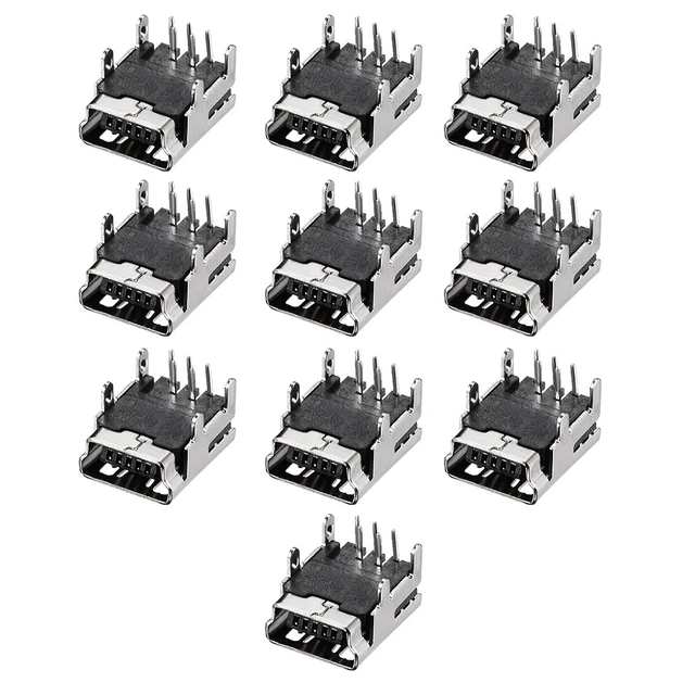 conector usb pcb conector hembra 5p 4 pies ángulo de 90 grados 10pcs