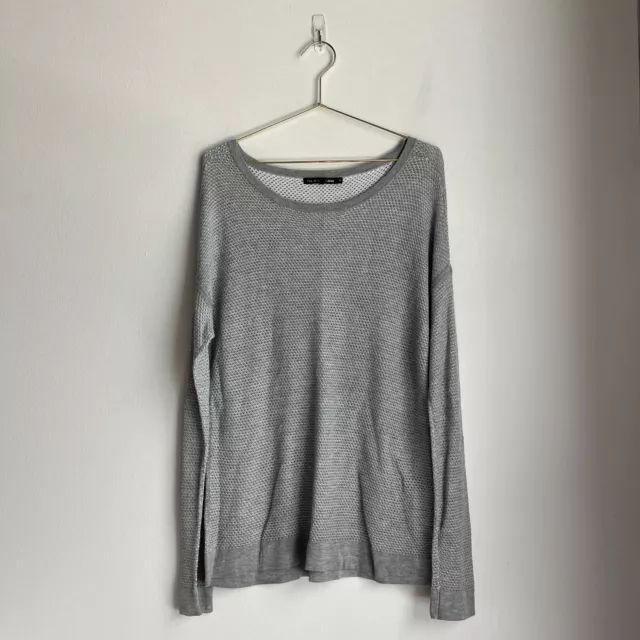 rag & bone/JEAN Women's Open Knit Long Sleeve Top in Gray Size SMALL