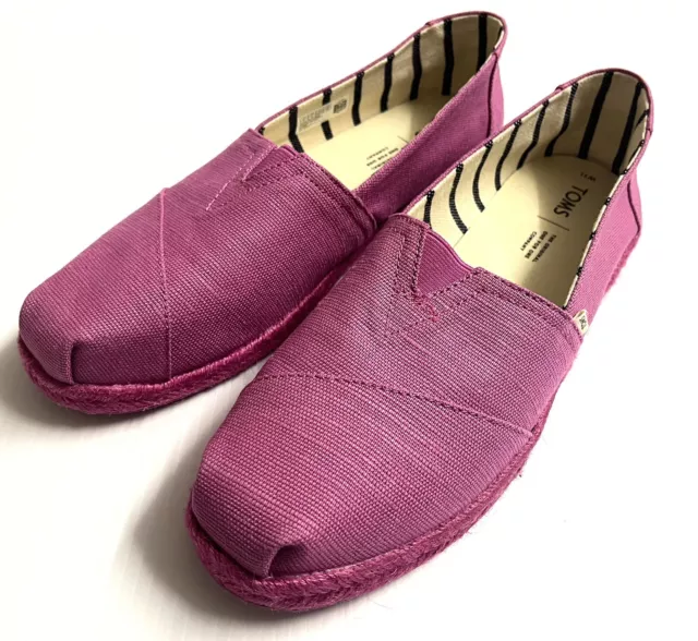 Toms Women's Size 11 EU 42.5 Pink Violet Heritage Canvas Espadrilles Shoes