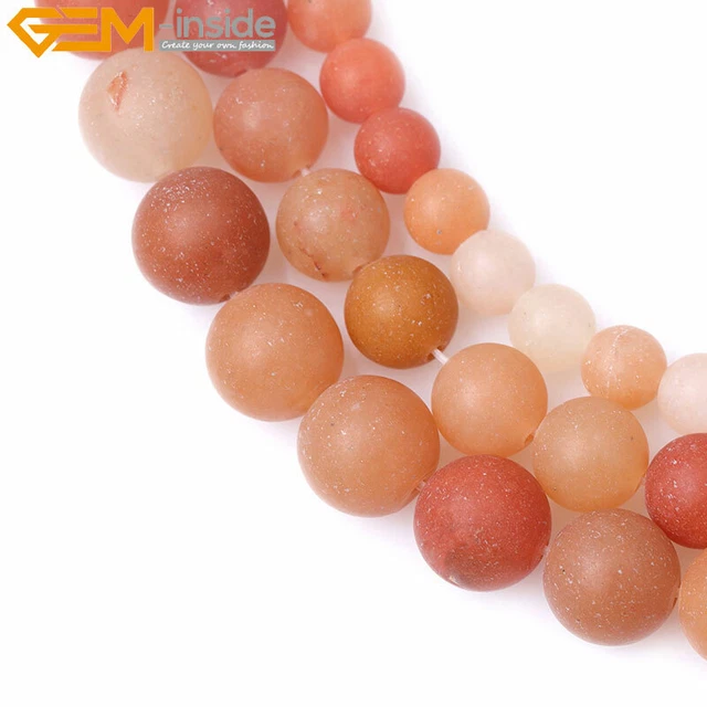 Natural Assorted Frosted Matte Gemstone Round Loose Jewelry Making Beads 15" DIY