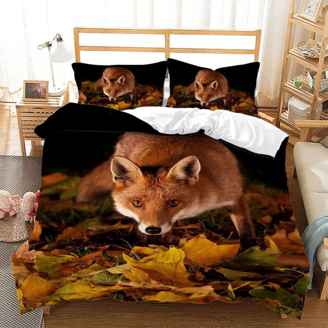 Animal Jungle Little Fox Duvet Quilt Cover Single Double Bedding Set Pillowcase