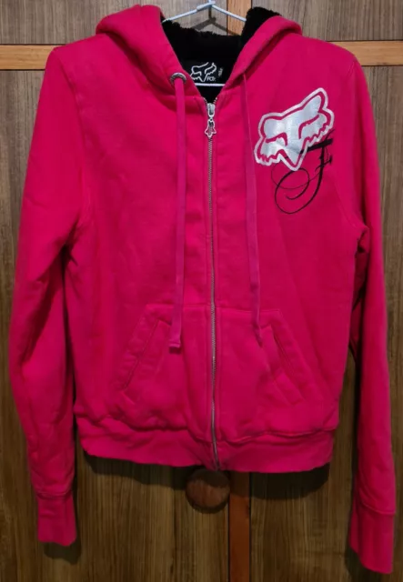 Fox Racing Hot Pink Hoodie with Black Lining Size 8/S VGC Womens Ladies