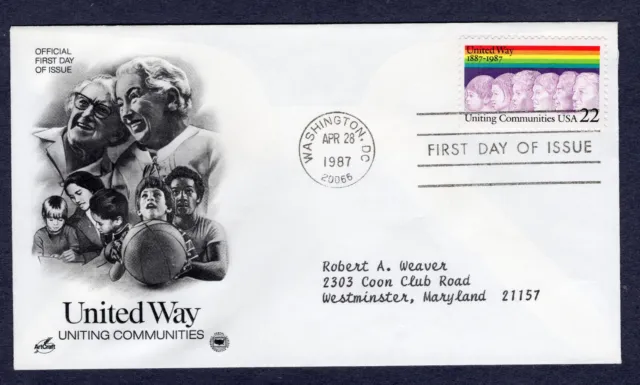 1987 Stamp #2275 United Way Uniting Communities FDC artcraft