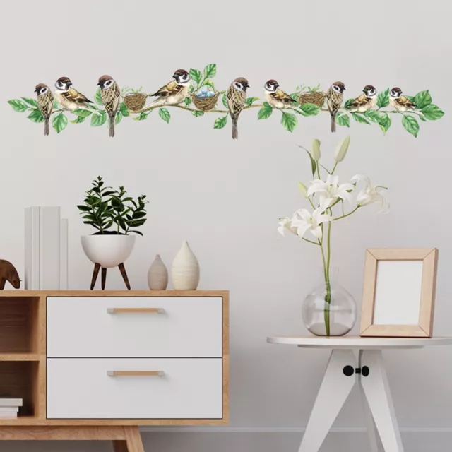 Enfants Chambre Vivant Mur Autocollant Oiseau Vigne Mural DIY Maison Decoratif