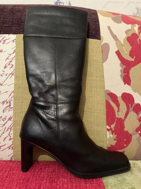 Hush Puppies Women’s Black Leather Zip Up Mid Calf Boots Size 5 UK