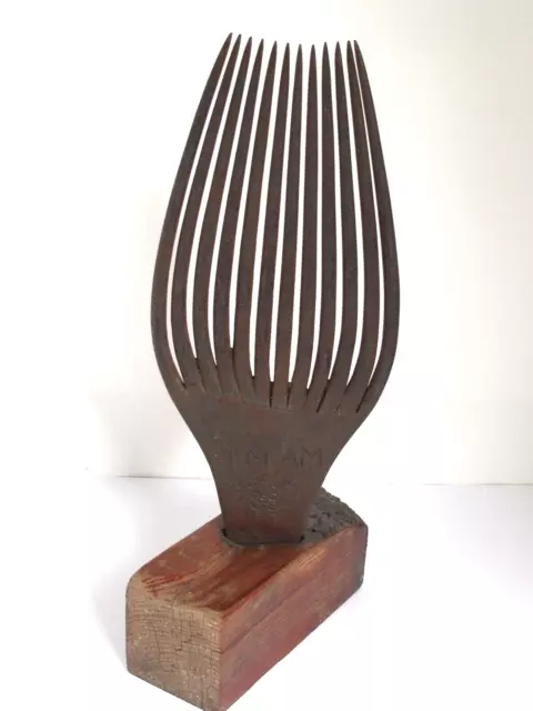 Antique Hand Forged Flax Hemp Comb Hatchel Farm Tool Signed and dated 1860