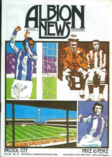 Football Programme - WBA v Bristol City - Div 2 - 1974