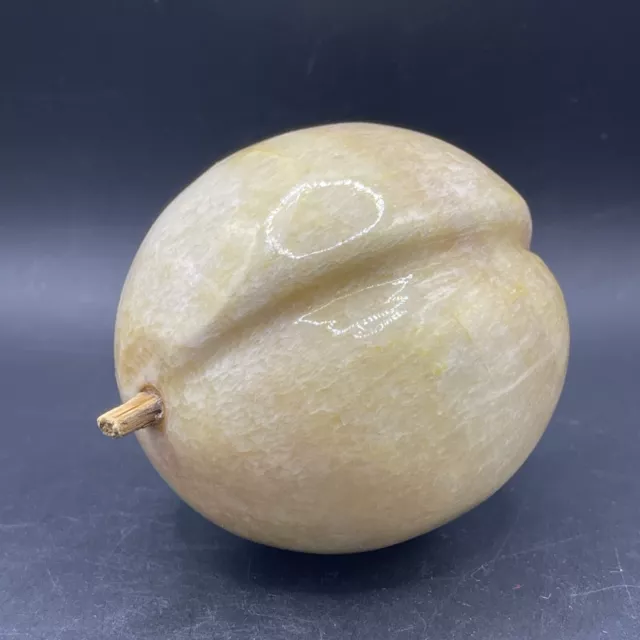 Vintage Italian Carved Alabaster Stone Marble Peach Fruit