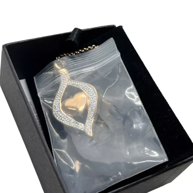 Collar Memorial Nuevo Corazón Cristal Cremación Urna Guardián Cenizas Tono Dorado En Caja