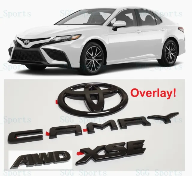 2018 - 2023 Toyota Camry Xse Awd Gloss Black Emblem Overlay Kit (00016-32094)