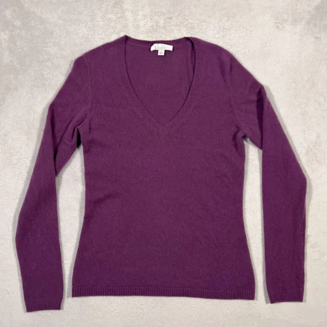 Caslon Sweater Womens Medium Purple Pullover Knit Long Sleeve 100% Cashmere