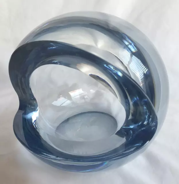 Mid century modern unusual art glass sculptural bowl form, signed by artist