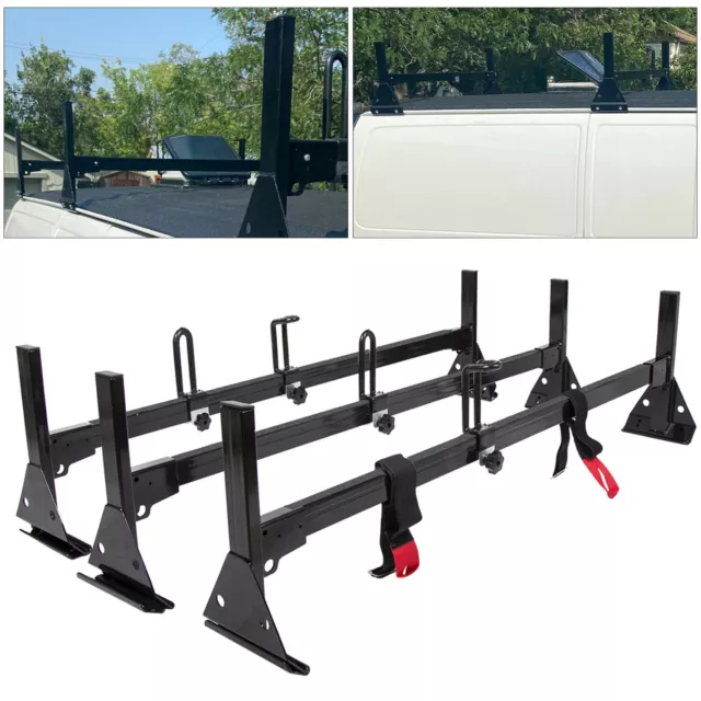 59" For Chevy Express Fullsize Van 3 bar 96-23 Ladder Roof Rack Steel CrossBar