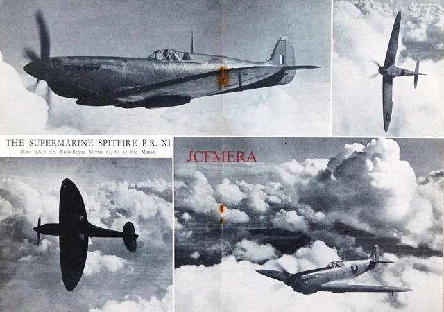 SUPERMARINE SPITFIRE P R XI Aeroplane Original Clipped WW2 Photo 