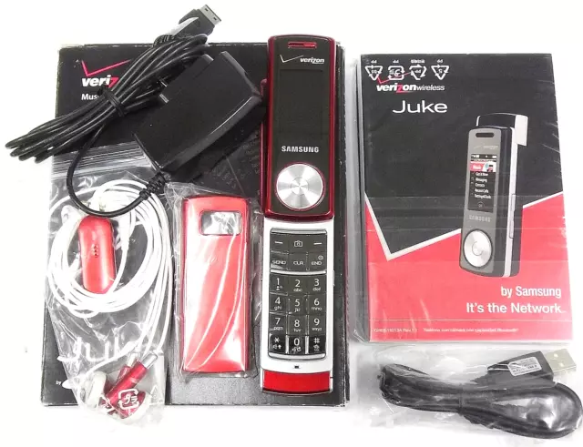 Samsung Juke SCH-U470 - Red and Silver ( Verizon ) Rare MP3 Swivel Phone - Boxed