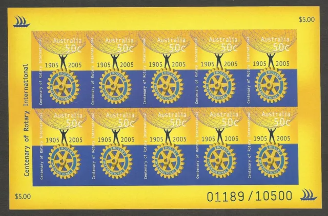 Australia 2005 Rotary Centenary IMPERF Sheetlet MNH Limited Issue