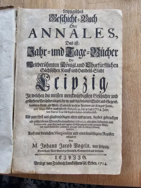 Leipzig Rarität Geschichte der Stadt Original Chronik von 1714