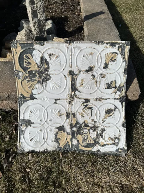 Antique Vintage Metal Tin Ceiling Tile Panel