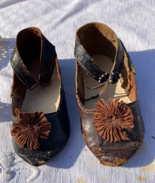 Paire De Chaussures Et Chaussettes Poupée Ancienne Jumeau Sfbj Taille 11