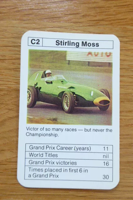 Stirling Moss Grad Prix Formula 1 Cardace Sporting Aces  Mint