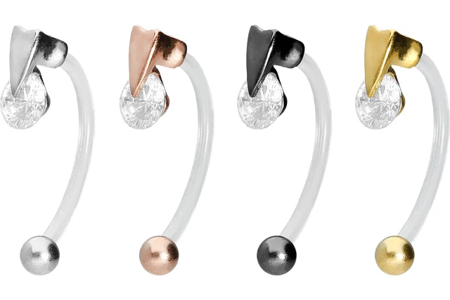 PMFK Intimpiercing Chirurgenstahl Design HERZ + KRISTALL Bauchnabel Schmuck