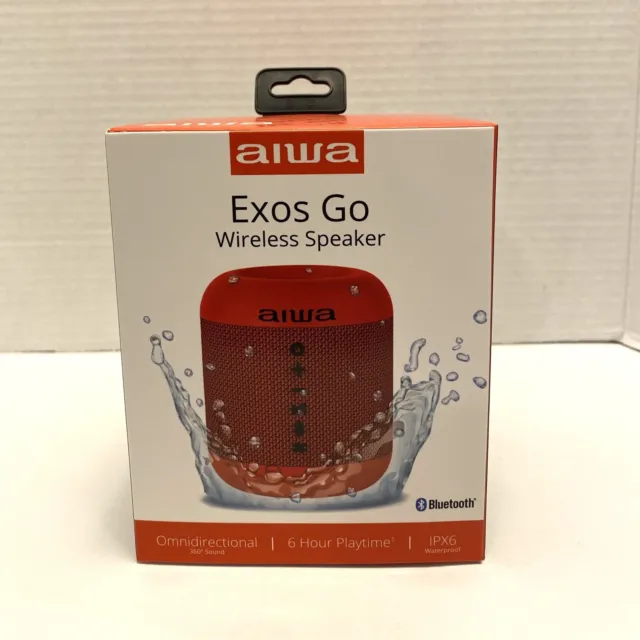 Aiwa Exos Go Wireless Bluetooth Speaker (Red/Black) Waterproof - 360 Sound