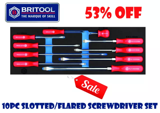 **Sale** Britool Hallmark 10Pc Slotted & Flared Screwdriver Set Module