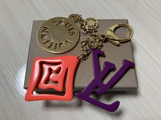 Louis Vuitton bag charm key holder Gold Hardware Red Purple Ladies Accessories