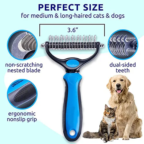 Pet cat dog Grooming Brush Double Sided Shedding and Dematting rake Comb US