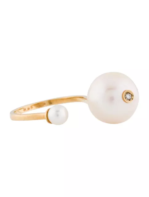 DELFINA DELETTREZ 18K Pearl & Diamond Piercing Ring, Size 7 