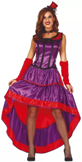 Womens Purple Wild West Showgirl Saloon Girl Burlesque Can Can Party Costume