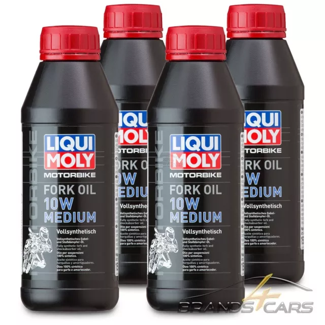 4x 500ml LIQUI MOLY OLIO FORCELLA MOTO 10W OLIO AMMORTIZZATORE MEDIO OLIO FORCELLA