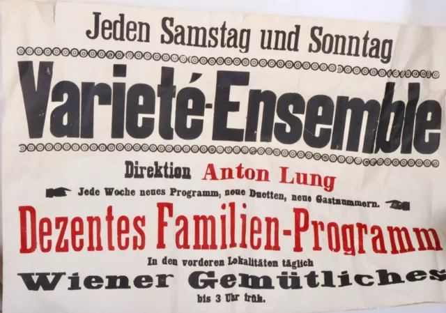Antikes Plakat Varieté-Ensemble Anton Lung Wiener Gemütlichkeit #137 Antikes Plakat Varieté-Ensemble Anton Lung Wiener Gemütlichkeit #137