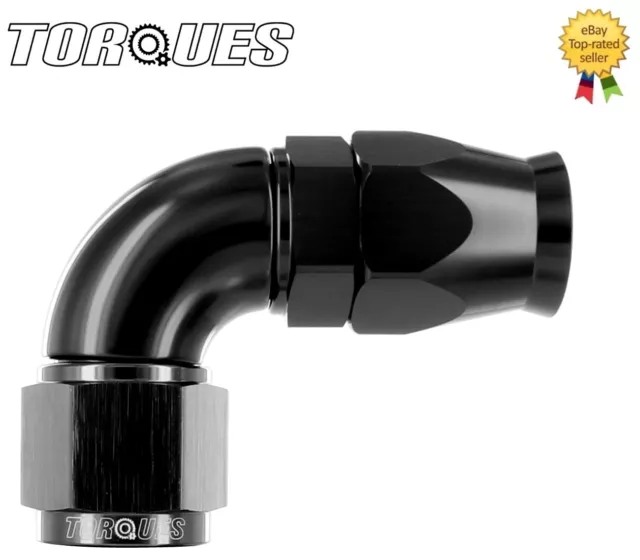 AN -10 (AN10 JIC -10) 90 Degree ULTRAFLOW Teflon PTFE Hose Fitting Stealth Black