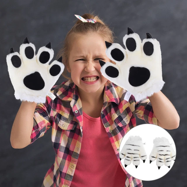 Guanti Tigre Bianco Peluche Materiale Peluche Bambino Artiglio Dinosauro Pelliccia