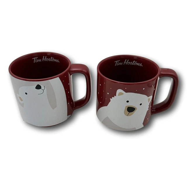 Tim Horton Coffee Mugs Lot 2 Polar Bears White Red 2019 Ceramic