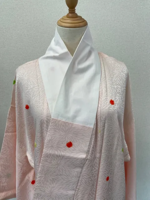 H&A SILK Vintage Japanese KIMONO JUBAN Dress cardigan PINK Yukata Japan women