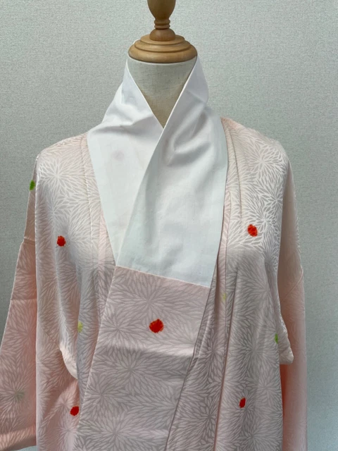 H&A SILK Vintage Japanese KIMONO JUBAN Dress cardigan PINK Yukata Japan women