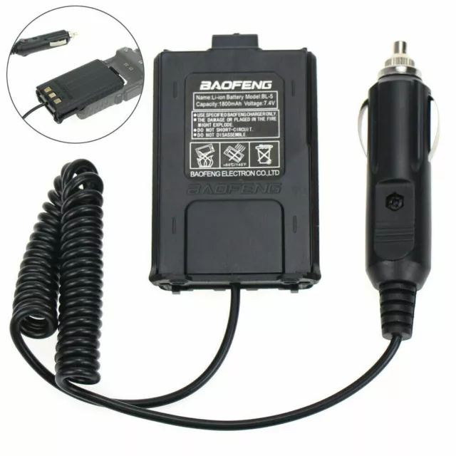 Car Charger Battery Eliminator Adapter For Baofeng Uv-5R Uv-5Ra Uv-5Re Radio 12V