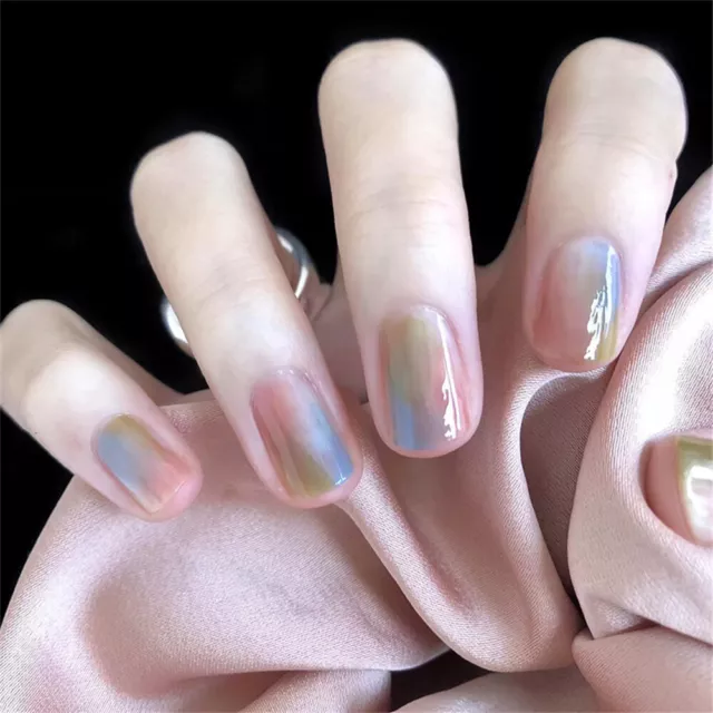 Prensa cuadrada corta degradado de floración uñas postizas para arte de uñas 24 piezas