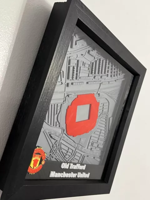 Old Trafford Manchester United MUFC Framed Aerial 3D Print 3