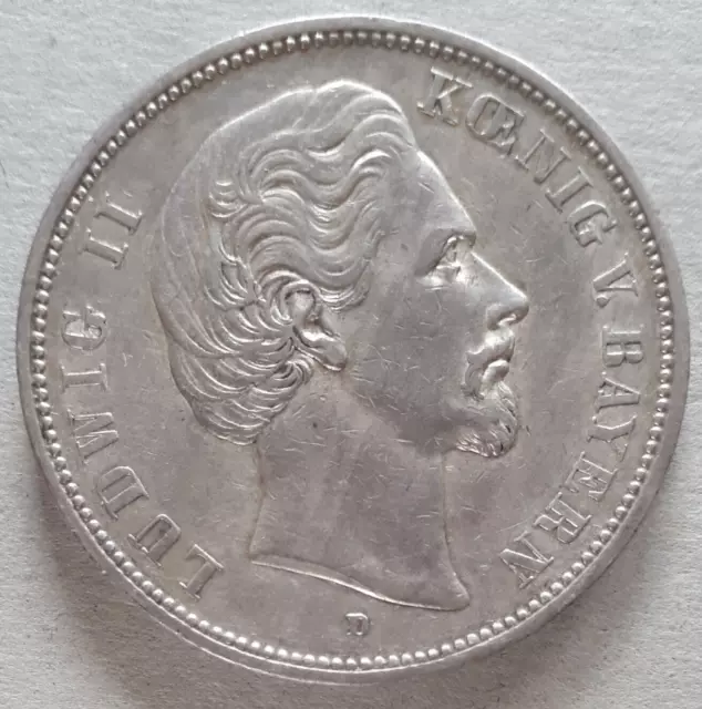 5 Mark Bayern Ludwig II Koenig von Bayern Silber 1874