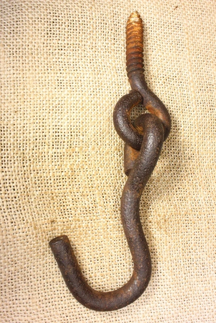 Old Swivel Plant Hook & Eye Lag Screw Porch Rustic Barn Find 6 1/2 X 4 X 3/8"