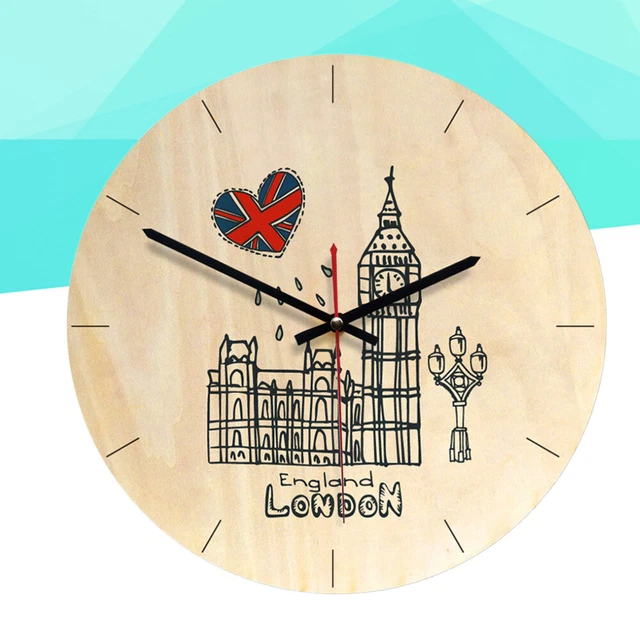 Hanging Clock Round Decorative Wall Clocks Retro Wooden Wall Clock