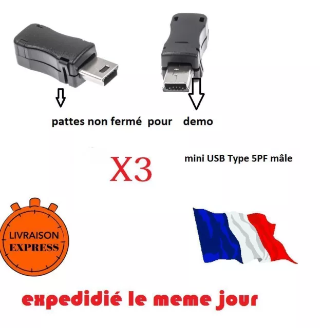 10X Connecteurs mini USB Male type B Fiche a souder & Boitier de connections